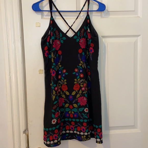 Black patterned mini strap dress - Picture 2 of 2